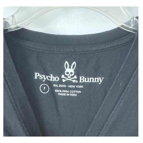 Psycho Bunny Men’s 2XL (7) Black V-Neck T-Shirt Pima Cotton Logo Tee - Picture 2 of 12